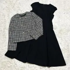 flolia ツイードジャケット 金ボタン フレアワンピース セットアップ 2L