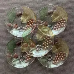 【最終お値下げ】フルーツ柄のガラス皿5枚セット