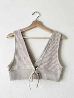 リブレースアップベージュビスチェ