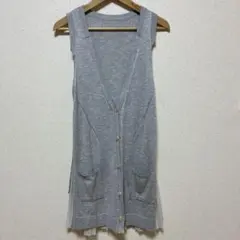 グレー ニットベスト サイドスリット　ジレ