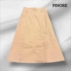 PINORE ロングスカート ピーチ 40 Aライン ストライプ裏地 上品のサムネイル