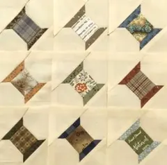 キルトトップ 茶系 8cm糸巻き 未完成パッチワーク ハンドメイド