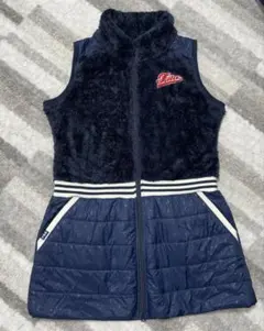 フィラゴルフ 裏起毛 ボア 中綿ゴルフワンピース LL 総柄 ネイビー系