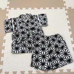 petitmine プティマイン 甚平　白黒幾何学模様 甚平　和柄　モノトーン