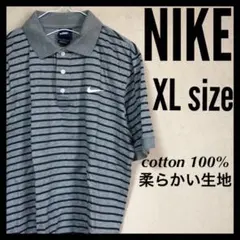 NIKE 胸ロゴプリント XLサイズ 霜降りボーダー柄 ポロシャツ