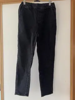 studio CLIP スッキリイージーデニムテーパードパンツ　ブラック　M