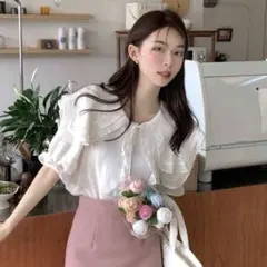 SHEIN フリル白ブラウス