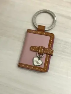 COACH キーリング ミニフォトフレーム 手帳型 オレンジストライプ