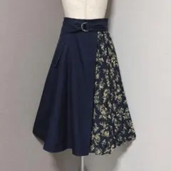 アプワイザーリッシェ 花柄 プリーツ 切替 スカート