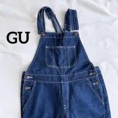 GU ジーユー デニム オーバーオール　濃紺 綿100% サロペット　美脚XL