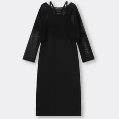 GU ジーユー 2ピースニットキャミソールワンピース 黒 L