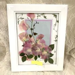 押し花アート　額　ハンドメイド　インテリア　ピンク系