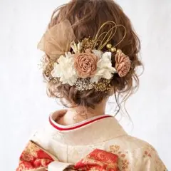 ドライフラワー髪飾り 水引き 和装洋装 成人式振袖 卒業式袴 結婚式 ピンク