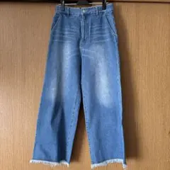 ✨値下げ✨ライトブルー ブーツカットデニム フリンジ裾