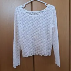 Heather リボン柄レースカットソー　シアートップス レーストップス ヘザー