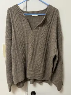 【美品】earth music&ecology ケーブル編み Vネックニット