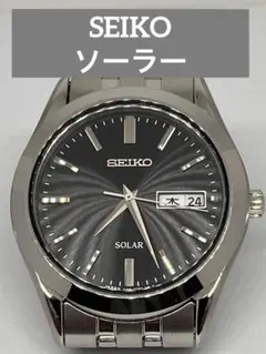 SEIKO ソーラー腕時計　デイト　文字盤ブラック