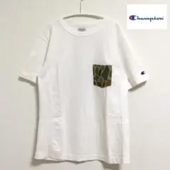 チャンピオン　リバースウィーブ　ポケットTシャツ　迷彩　カモフラ