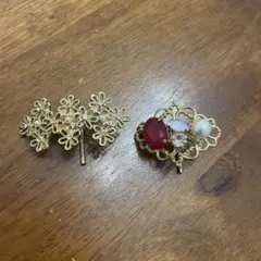 花モチーフ ゴールドヘアアクセサリー