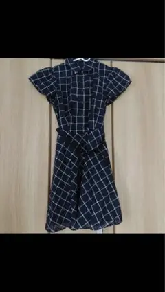 LAISSE PASSEネイビー チェック柄 シャツワンピース　未使用タグ付き