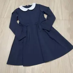 長袖ワンピース 紺 140cm 襟付き 冠婚葬祭