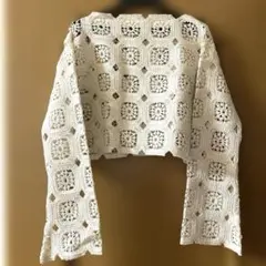 新品未使用アイボリー レース編み カーディガン