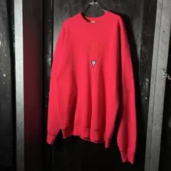 90s USA製　GUESS 刺繍ロゴスウェット　赤　ゲス