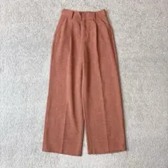 ジーナシス　ワイドパンツ　ウエスト一部ゴム　オレンジ系　タック F