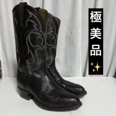 ⭐️極美品⭐️トニーラマ　ウエスタンブーツ　リザード　刺繍ブーツ　ブラック　レザー