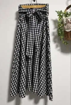 ギンガムチェック柄　ロングフレアースカート　サマンサモスモスお好きな方ものサムネイル
