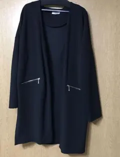 薄手 ノーカラー 黒　M大きめ