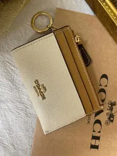 期間限定値下【COACH】CC821 コインケース アイボリー×ベージュ