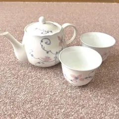 ★3/29までSALE★【陶磁器・未使用】鉄仙花茶器セット(湯呑み5つ)