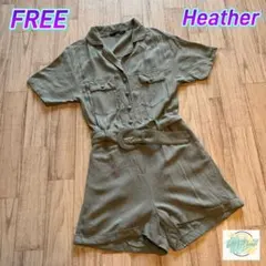 Heather ヘザー　オールインワン　ショート丈　リネン混　ベルト　A8のサムネイル