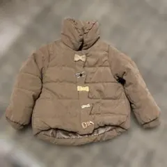 petit main ダウン ジャケット 90 チャコール　リボン　中綿　コート