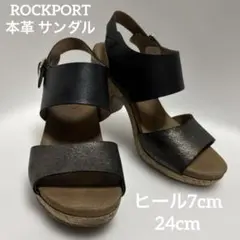 ROCKPORT ロックポート ブラック本革 サンダル 24cm ヒール7cmのサムネイル