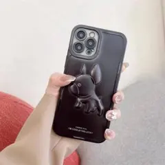 iPhoneケース iPhone13pro スマホケース　カバー　犬　パグ 黒