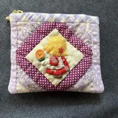 ハンドメイド☆パッチワーク☆ポケットティッシュ入れ付きポーチ☆スーちゃん☆紫