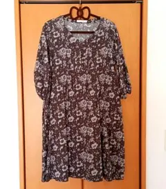 chocol raffine robe フラワープリント 七分袖ワンピース