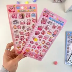 【新品】カービィ　硬いシール　ぷっくり　立体　可愛いシール　2枚セット