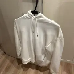 オーバーサイズ ホワイト フード付きパーカー