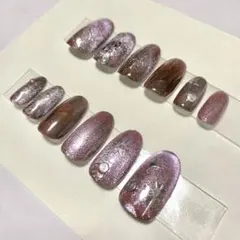【現品】ジェルネイルチップ　パープル　キラキラ　マグネットネイル