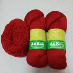 AllKnit 朱赤 100%ウール 毛糸 520g