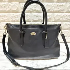 【美品】 COACH コーチ ハンドバッグ 2wayレザー 黒 F35185