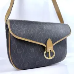 クリスチャンディオール ショルダーバッグ レザー 黒 ハニカム ポシェット