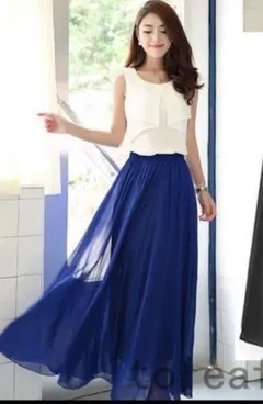シフォンフレアロングスカート