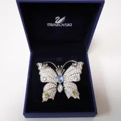 【美品】スワロフスキー バタフライ クリスタルブローチ