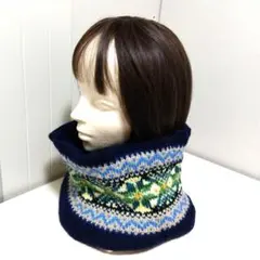 ★フェアアイル模様 ニットスヌードウール100%★手編み★ハンドメイド