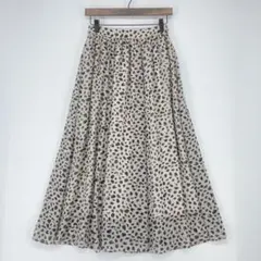 SIMPLICITÉ サンプリシテ ベージュ ドット柄 ロングフレアスカート