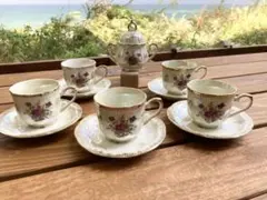 ティーカップセット（5個+ポット）　アンティーク　コーヒーカップ